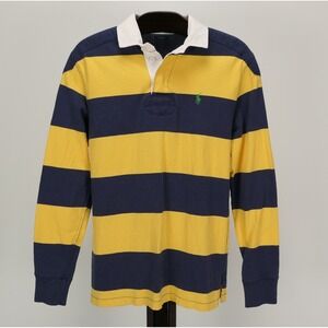 Polo Ralph Lauren Mens Custom Fit Rugby Shirt Blue Yellow Striped Mens M Padded